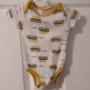 Yellow Bus Print Baby One-Piece Bodysuit
